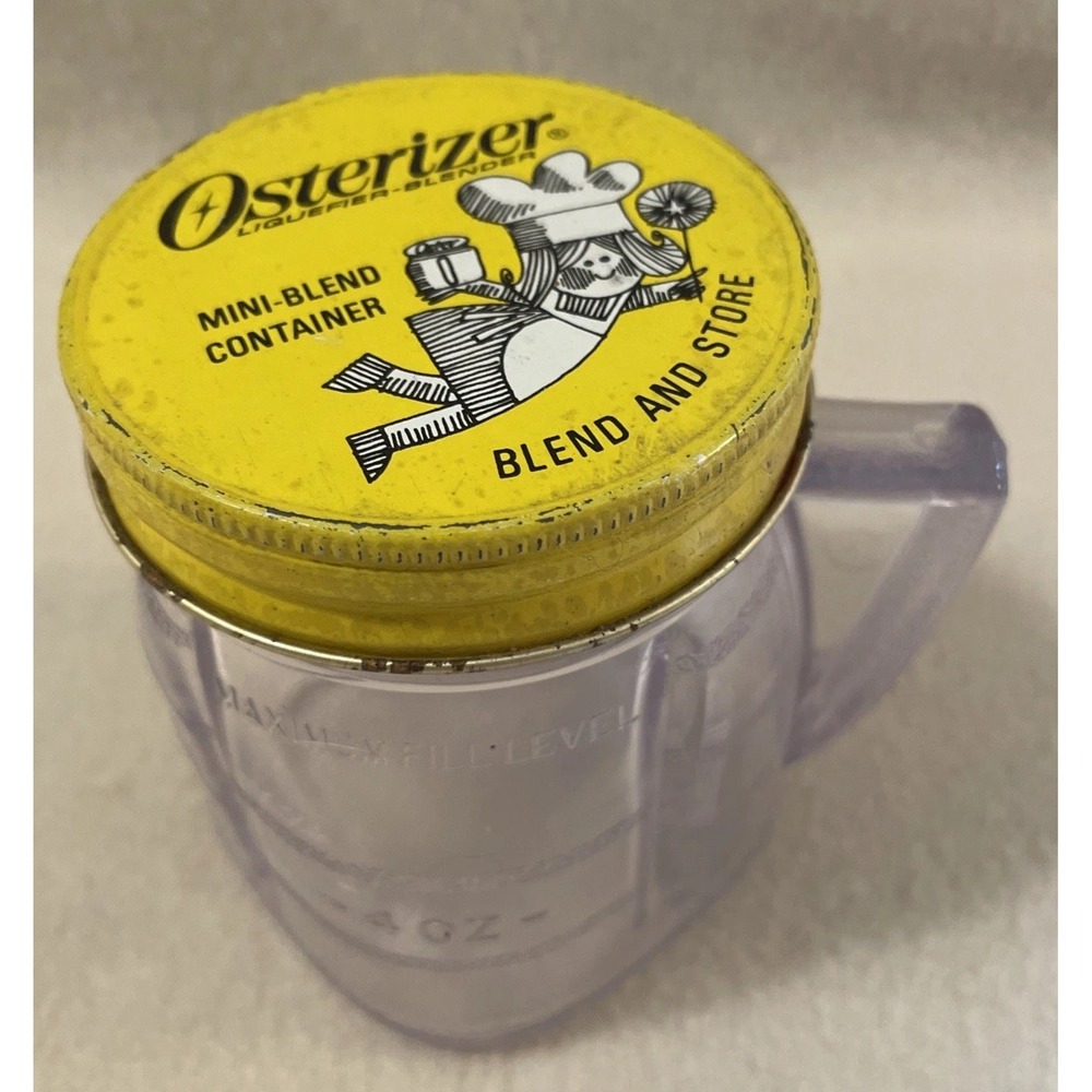 Vintage Osterizer Mini Blend & Store Plastic Jar With Lid 8 Oz OSTER Container